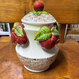 Vintage made in Japan Apple basket ceramic kitchen canister / cookie jar